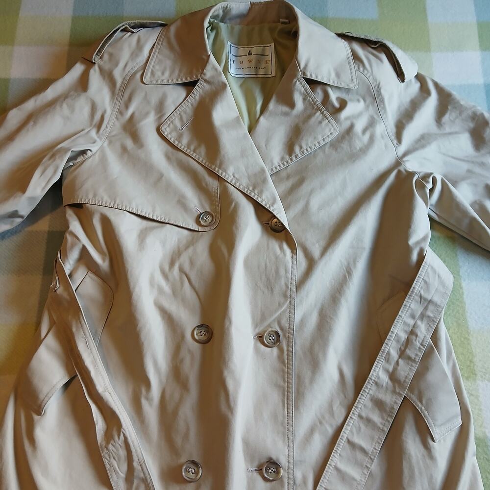 Women's London Fog Double Breasted Trench Coat Beige 12 Regular